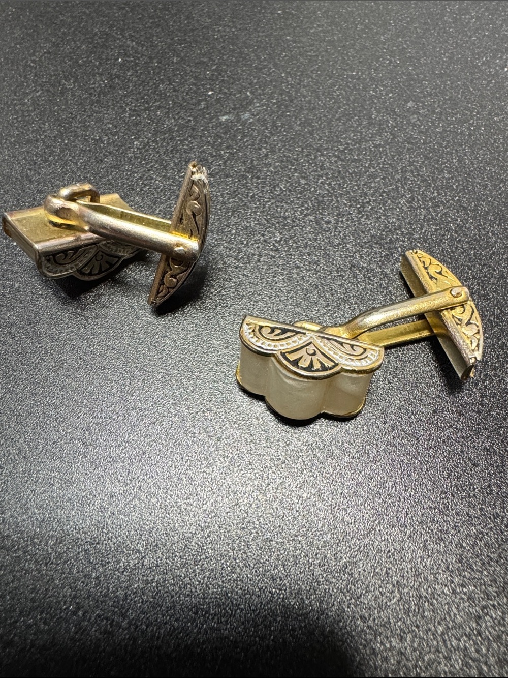 VTG Source Unknown Gold-Tone Cufflinks with Mother-of-Pearl Accents